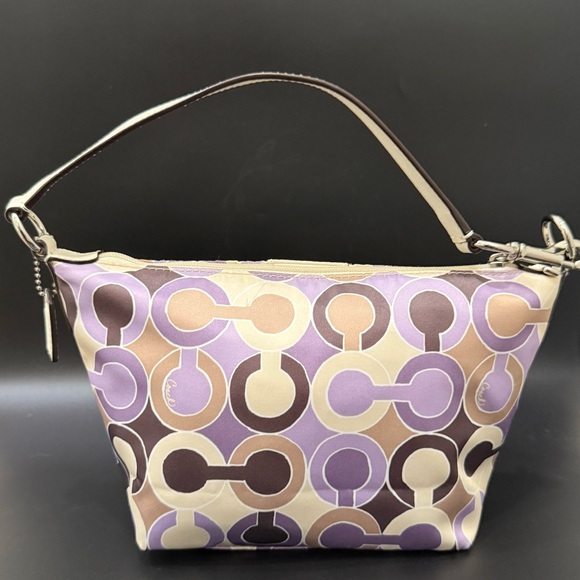 COACH 44837 Julia Outline OP Art Lilac Sateen Pouch Small Purse Shoulder Handbag - Picture 2 of 16